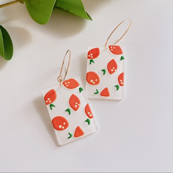 Multi color Acrylic statement hoop earrings - Picture 4 of 13